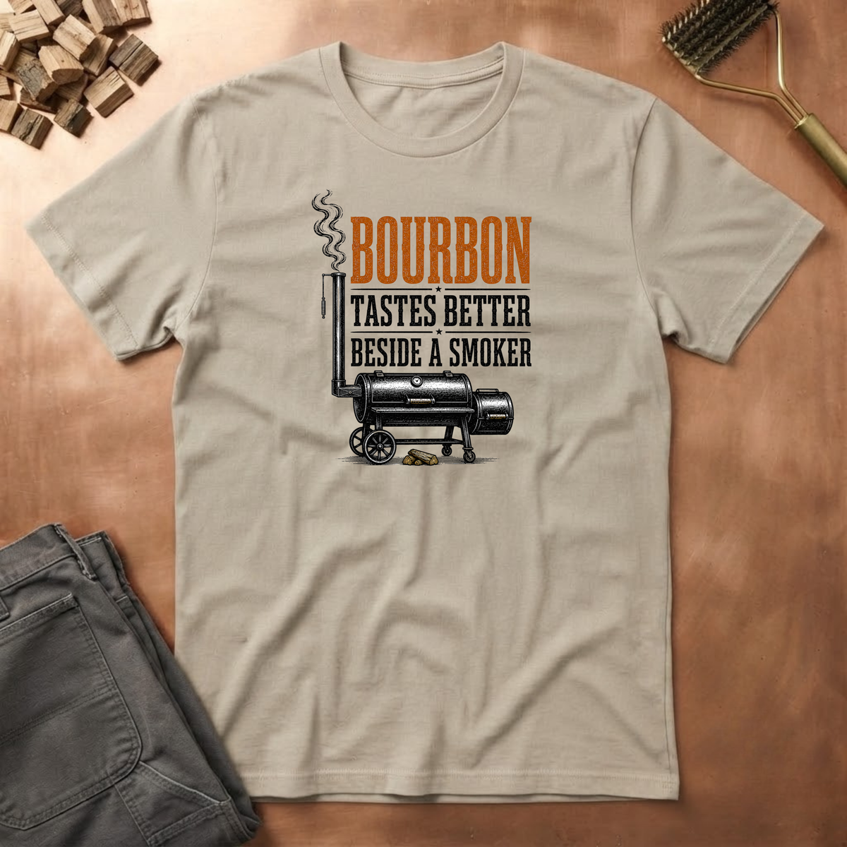 Bourbon beside a smoker T-Shirt
