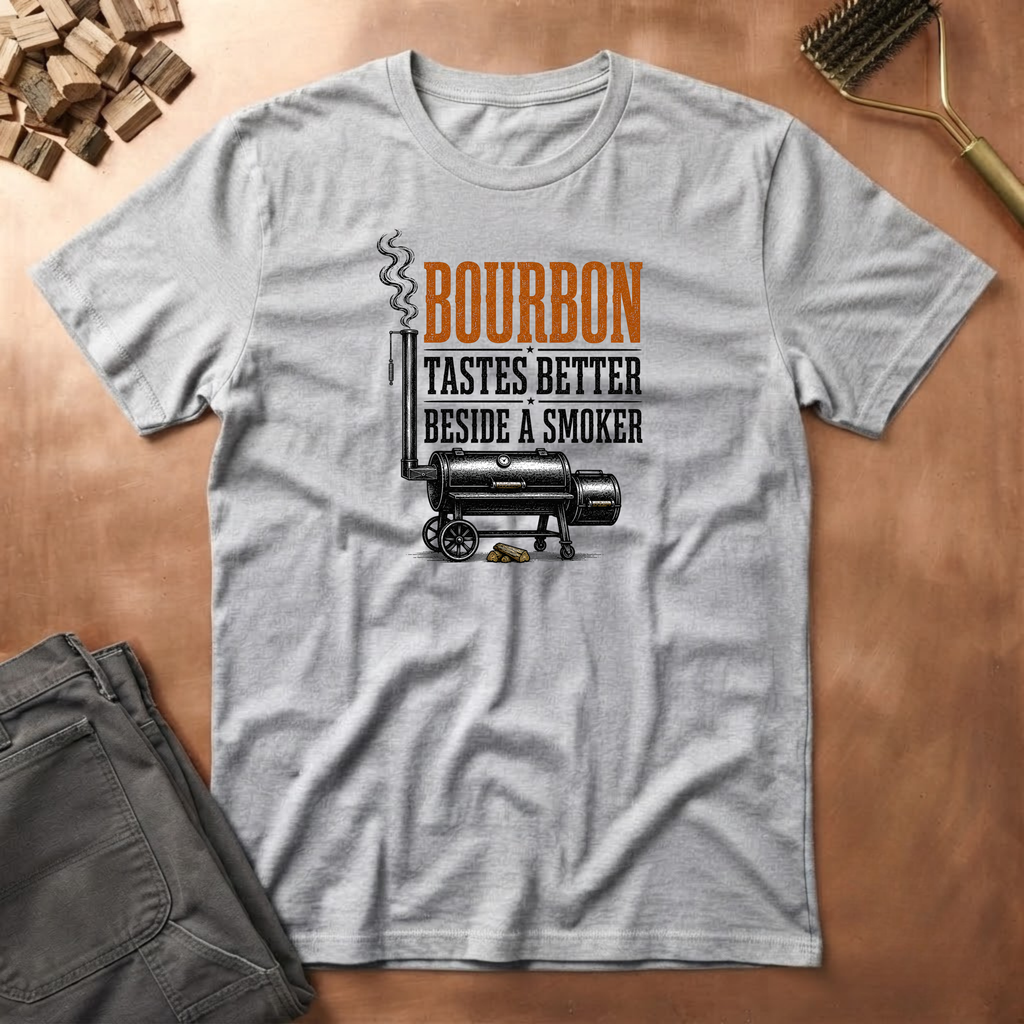 Bourbon beside a smoker T-Shirt