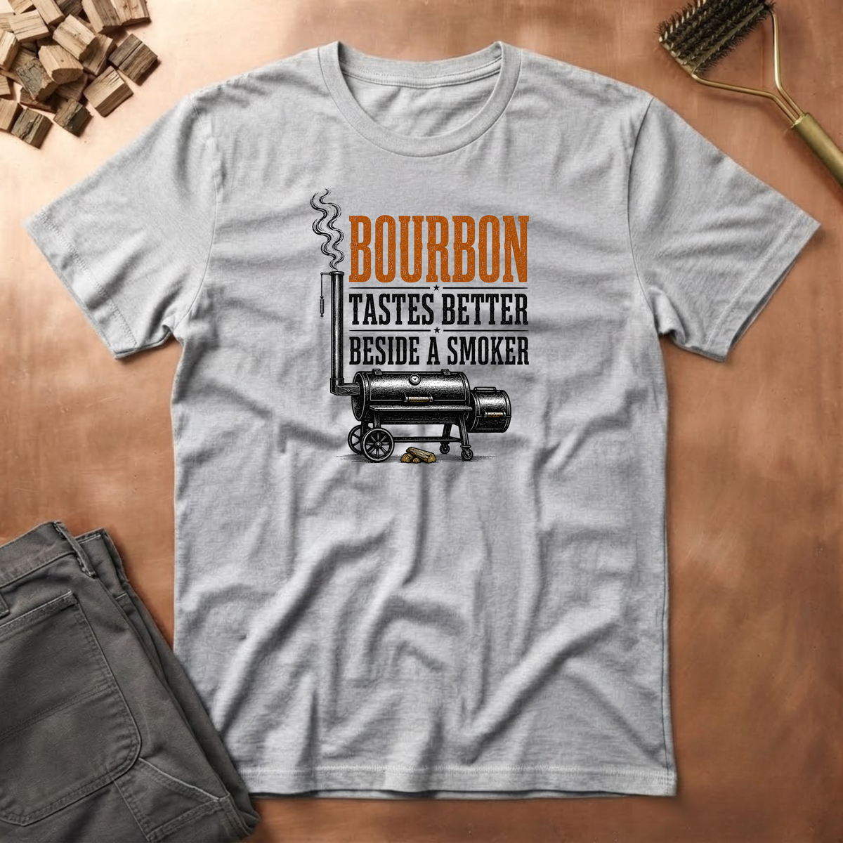 Bourbon beside a smoker T-Shirt