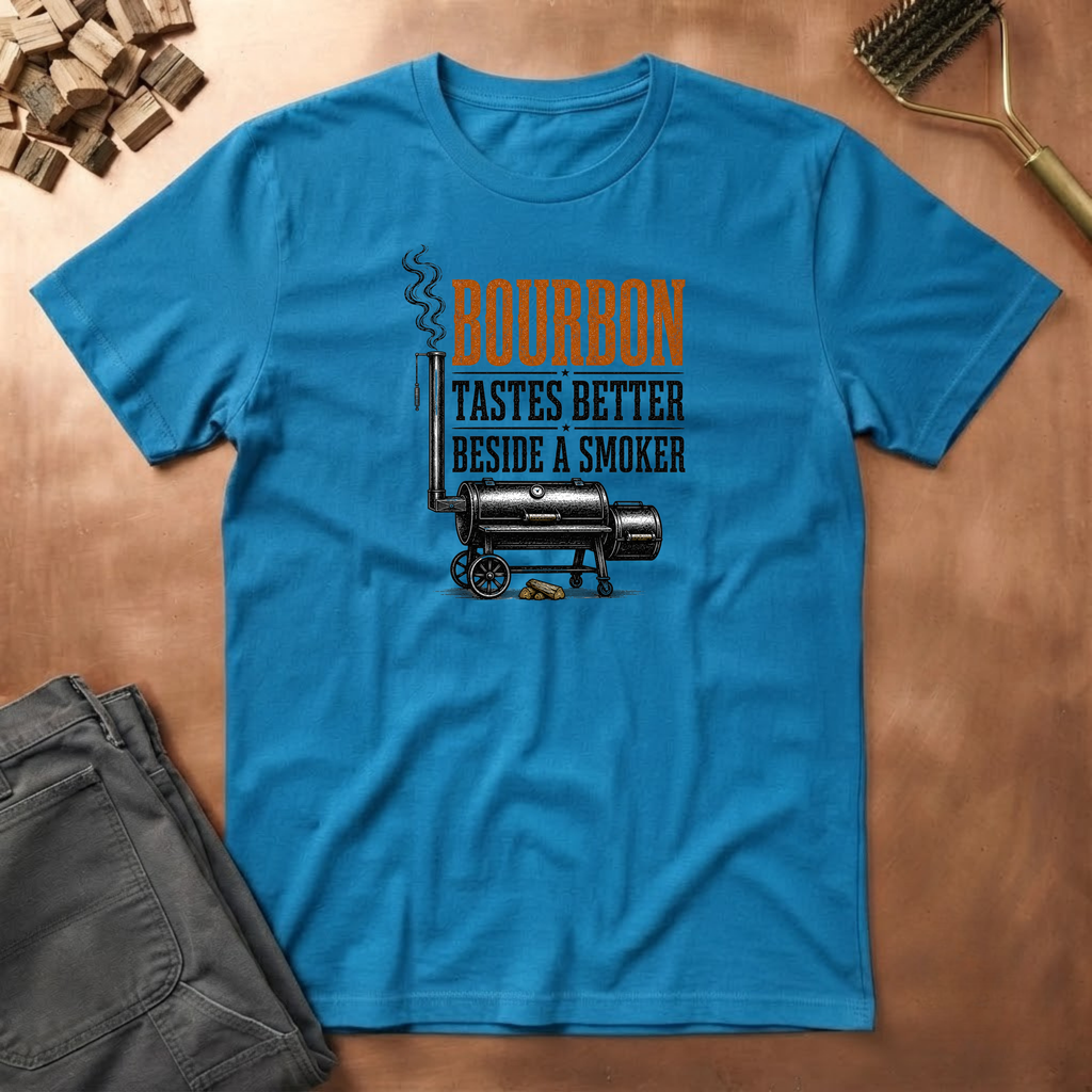 Bourbon beside a smoker T-Shirt